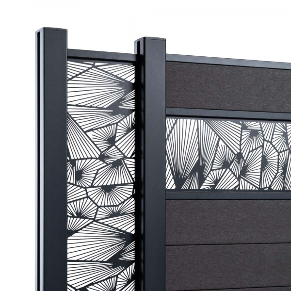 Outsunny Lot de 5 clôtures de jardin décoratives en métal avec ornements  305 x 62 cm noir